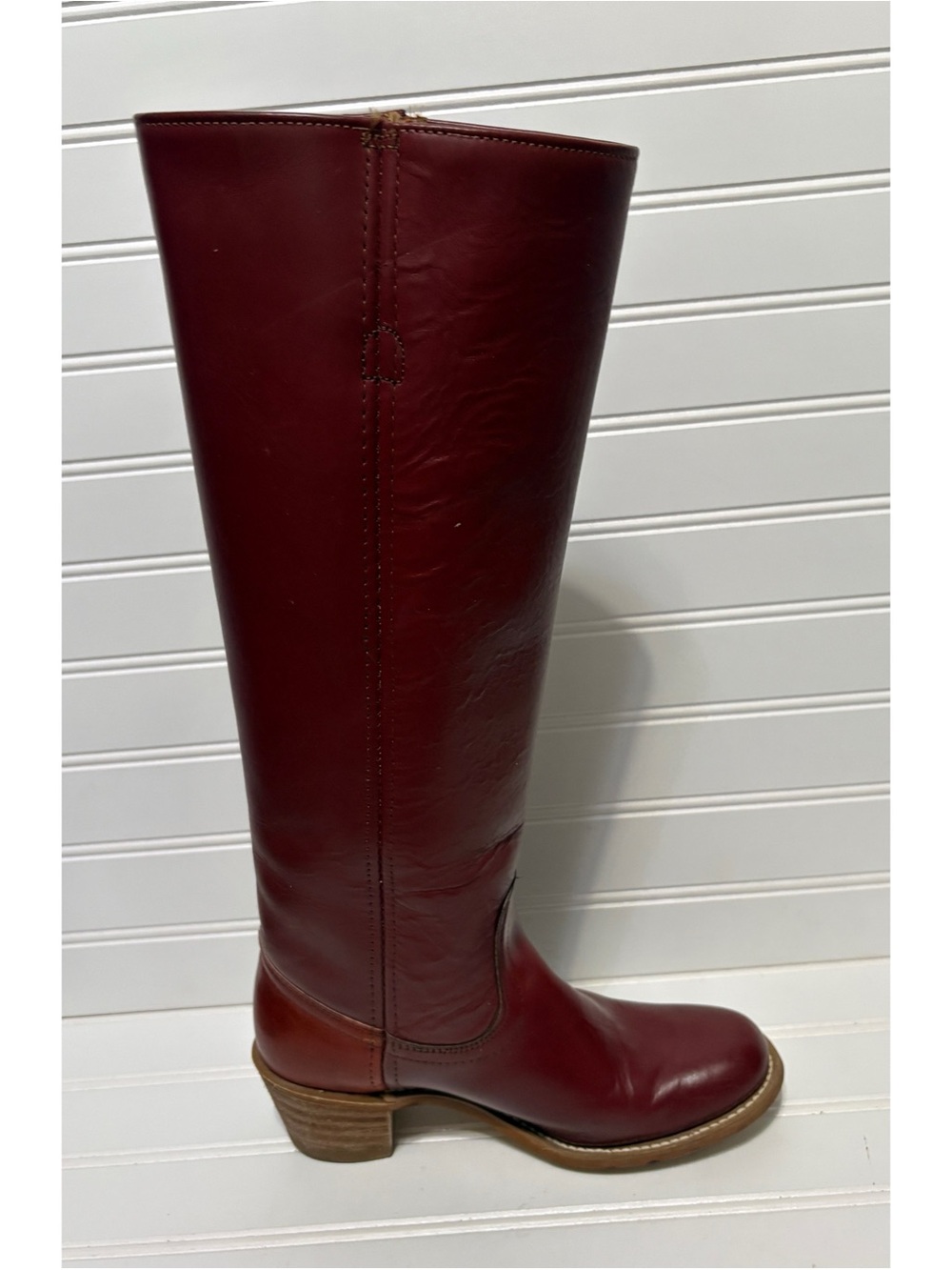 FRYE Red Leather Vintage Black Label Campus Boots Made in USA Womens Size 6 B - Picture 6 of 12